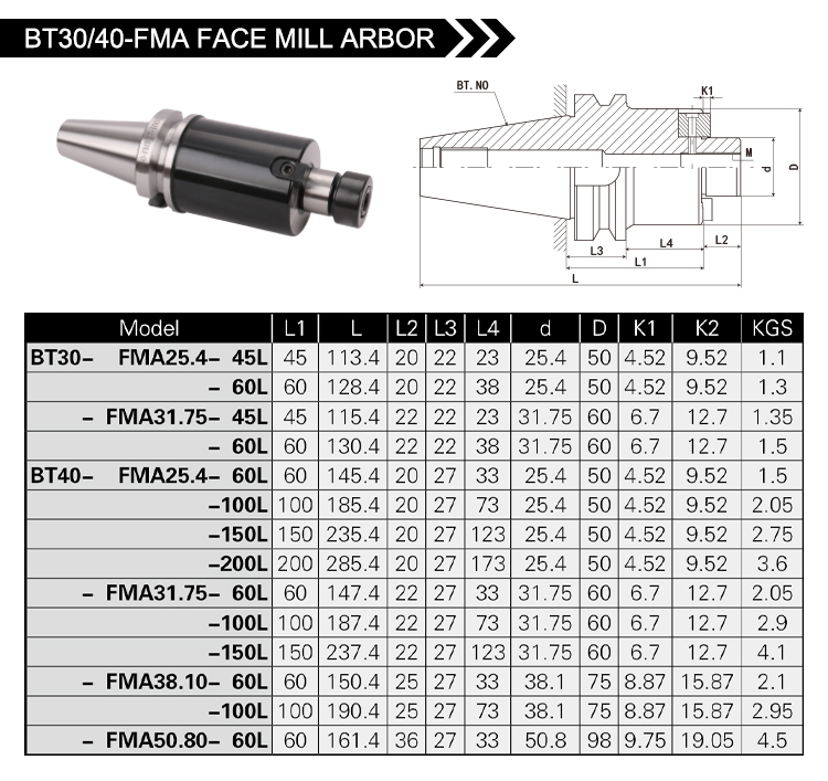 Bt Fma Face Mill Arbor Product Center Shandong Ounuowei Numerical